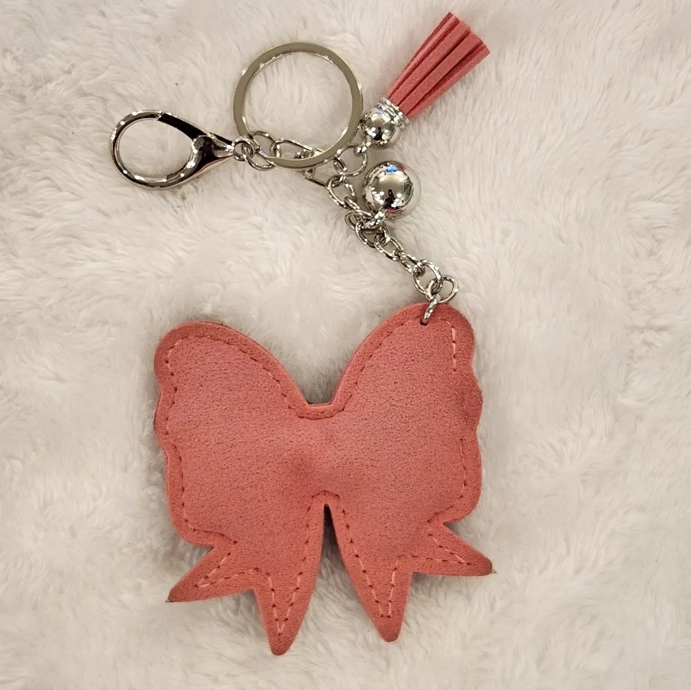 Pink Rhinestone Bow Keychain Bag Chain